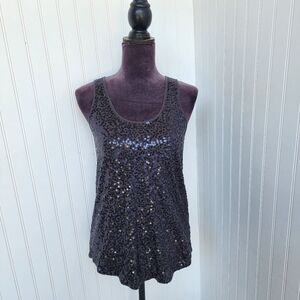 EXPRESS Dreamweight Cotton Sequin Bling Racerback Tank Top Charcoal Gray Sz S